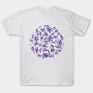 Abstract purple leaves, watercolor pattern illustration T-Shirt